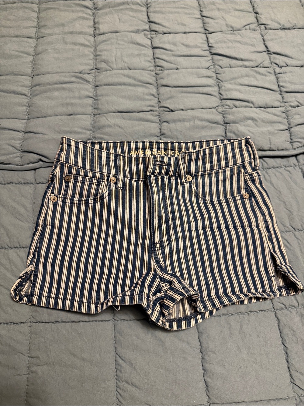 American Eagle Outfitters Navy & White Striped Denim Shorts